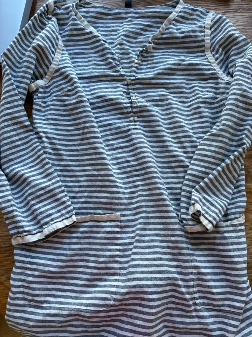 J. Crew Gray and White Striped Swim Coverup